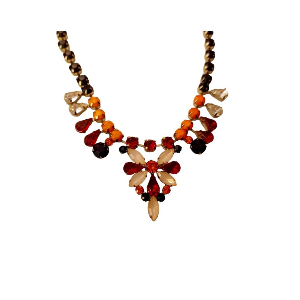 J.Crew Multicolor Acrylic Stone Silver Tone Statement Necklace 20.75"